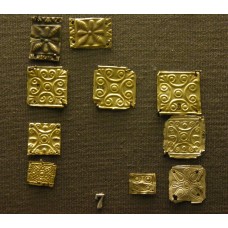 Gold sheets embossed with cross with spiral tips